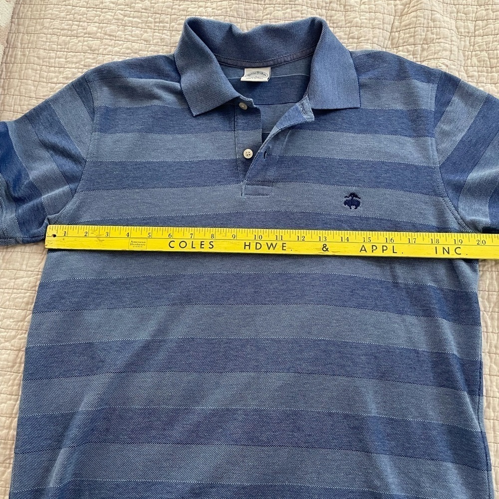 Brooks Brothers Cotton Performance Polo Shirt Mens L Slim Fit Blue Logo Striped - Picture 5 of 7